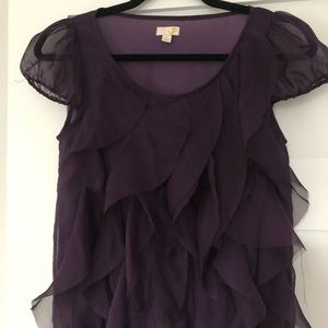 Purple ruffle cap sleeve top
